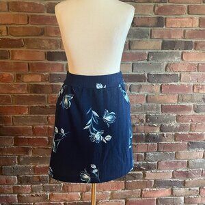 Renee C Blue Floral Skirt With Pockets Size Medium